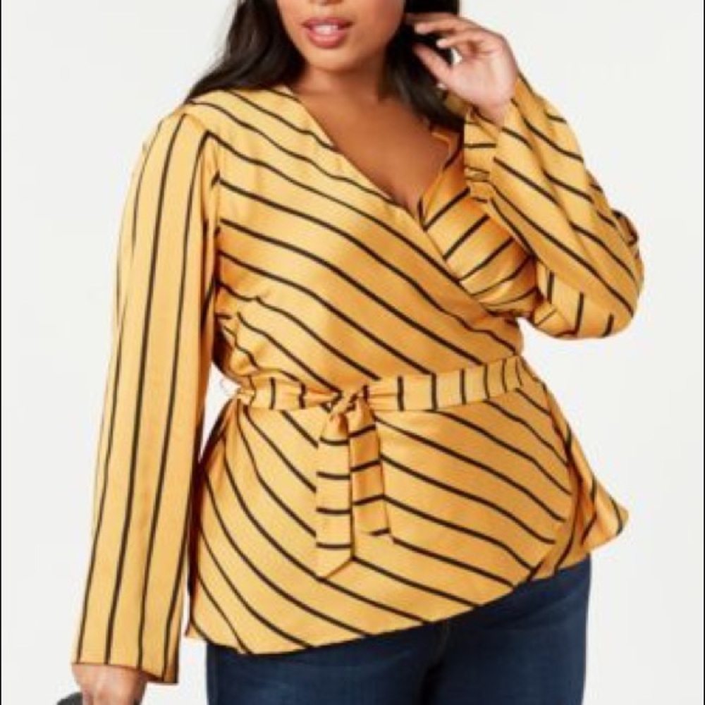 Long sleeve silk wrap blouse